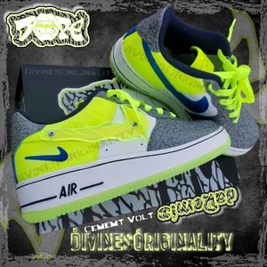 Custom Air Nike Cement Volt daRemix.